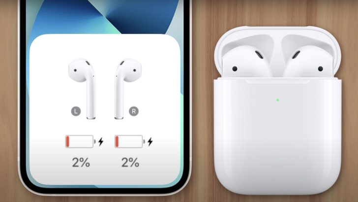 Photo of airpods with low battery