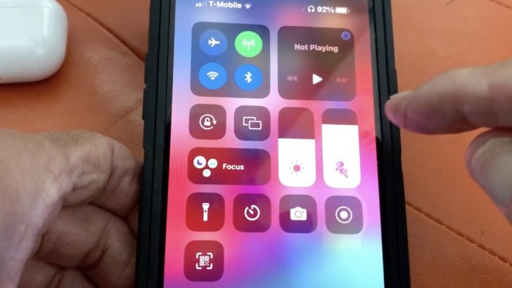 Photo of iphone control center with airpods connected