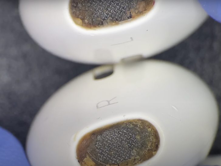 Picture of dirty airpods full of ear wax