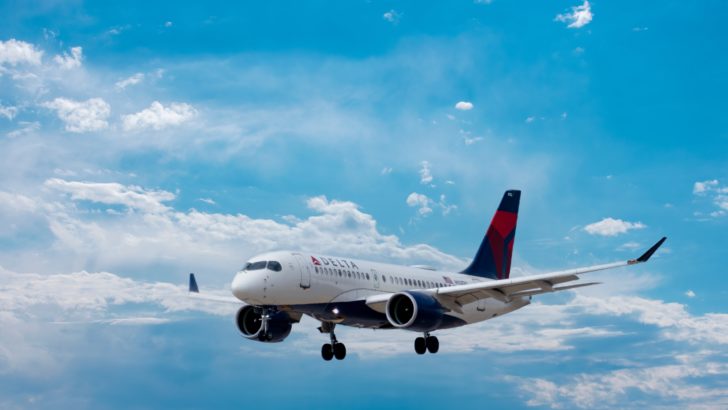 Photo of delta airlines plane in the sky
