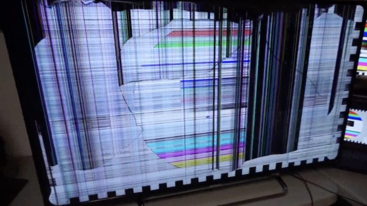 Photo of sony tv with cracked screen