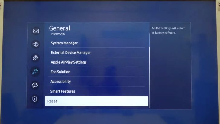 Photo of factory reset settings in samsung tv