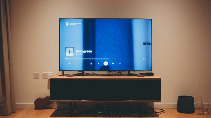 Photo of smart tv playing music on spotify