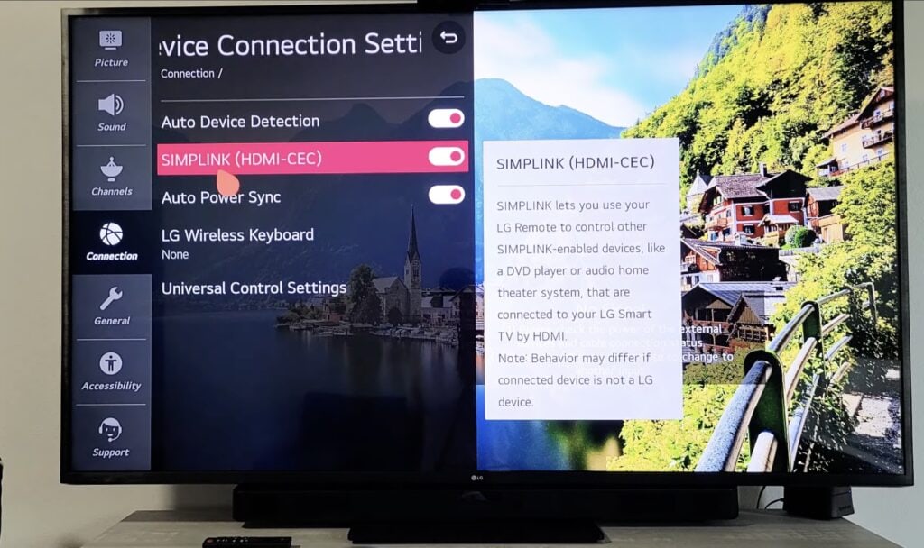 Photo of simplink feature in lg tv