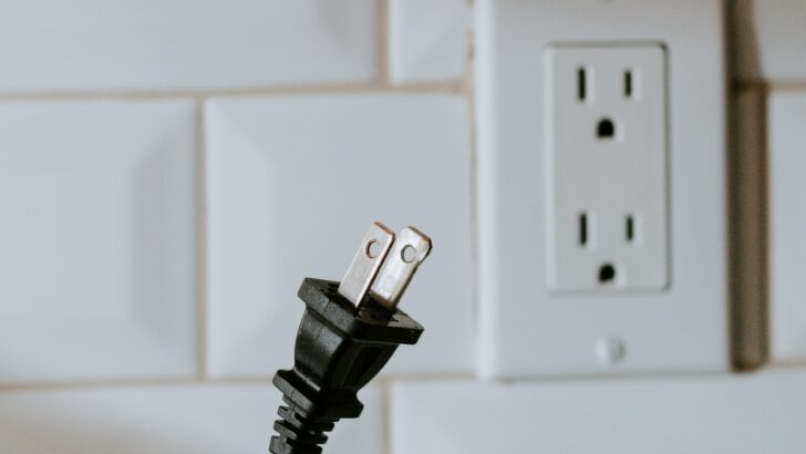 Photo of tv power cord unplugged from the power outlet