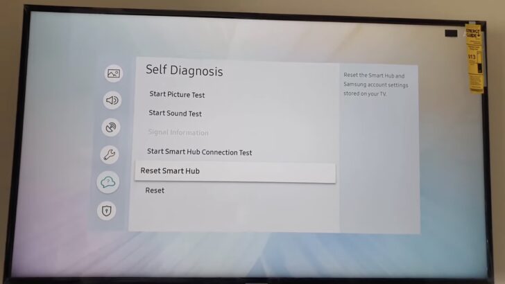 Photo of reset smart hub option in samsung tv