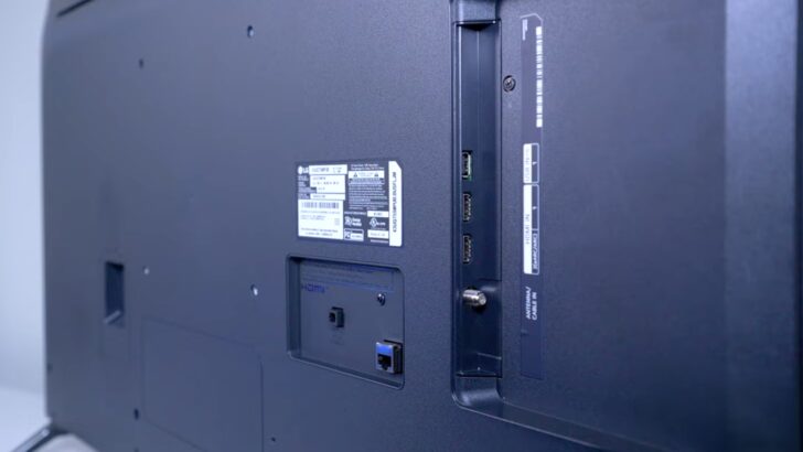 Photo of lg tv back panel showing the hdmi and other ports