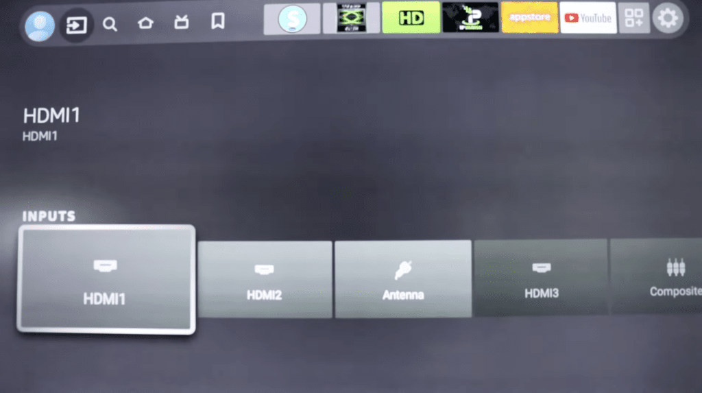 Photo of the input options on an Insignia TV