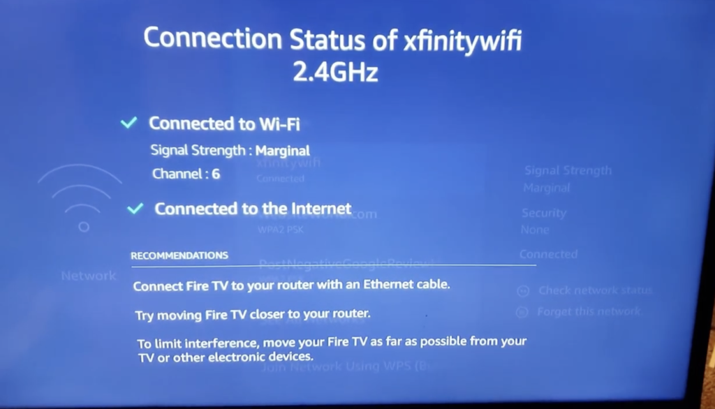 Photo of a TV connected to the 2.4GHz Wi-Fi frequency
