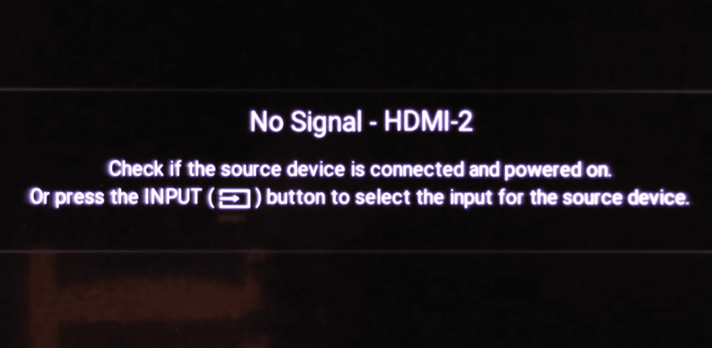 Photo of a TV that says no signal even if the cable box is on