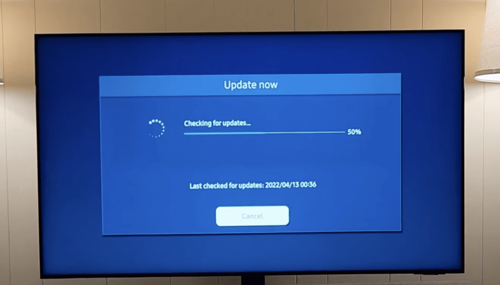 Photo of a Samsung TV checking for software updates