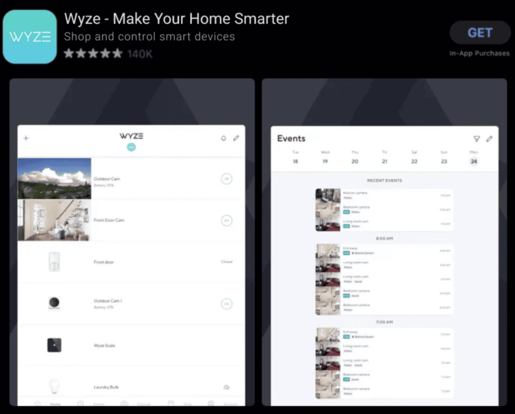 Screenshot of the Wyze app in the App Store