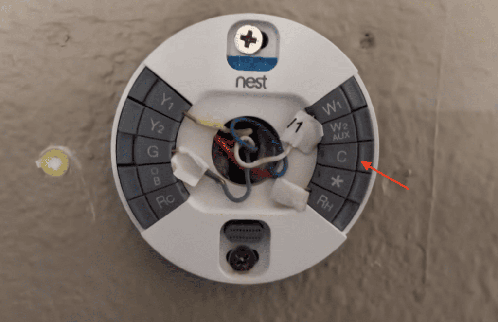Photo of a Nest thermostat wires