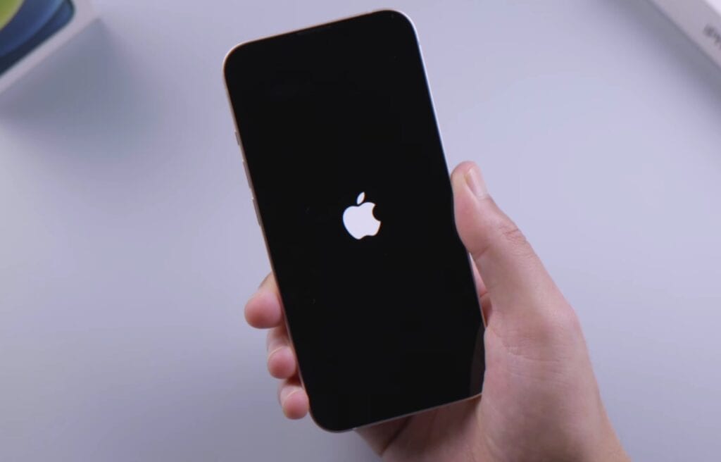 iPhone screen showing Apple logo