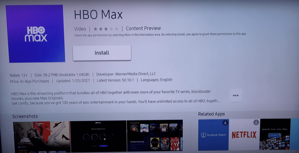 Installing the HBO Max on Samsung smart TV