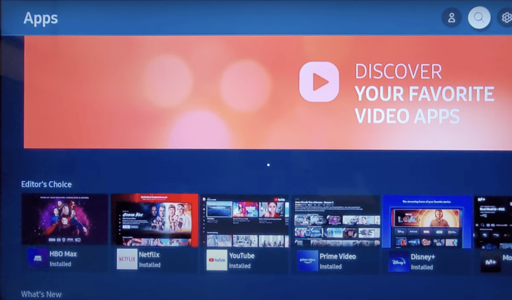 Apps being downloaded in the Samsung TV