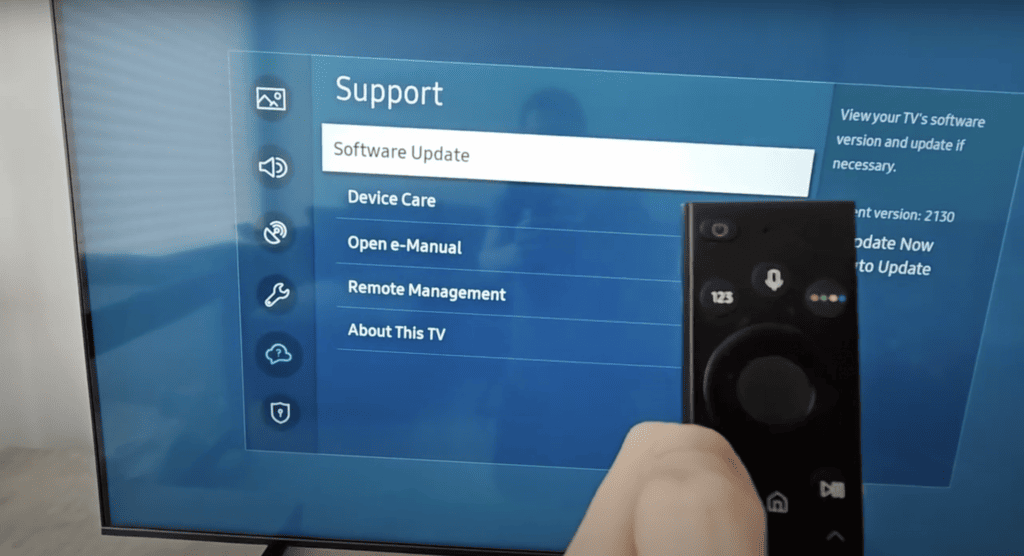 Samsung smart TV clicking the software button