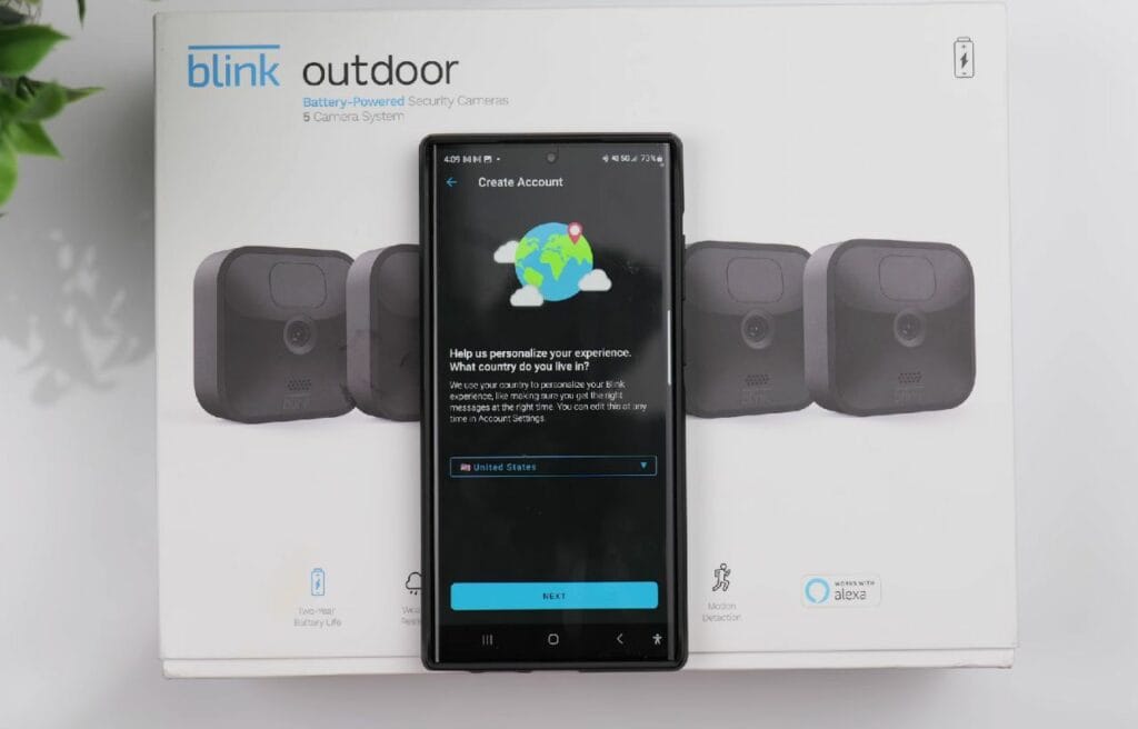 setting up a Blink account on a phone