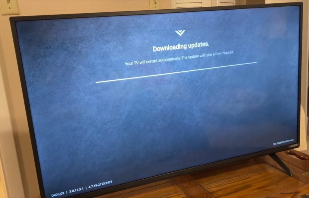 Updating the Vizio TV to the latest firmware