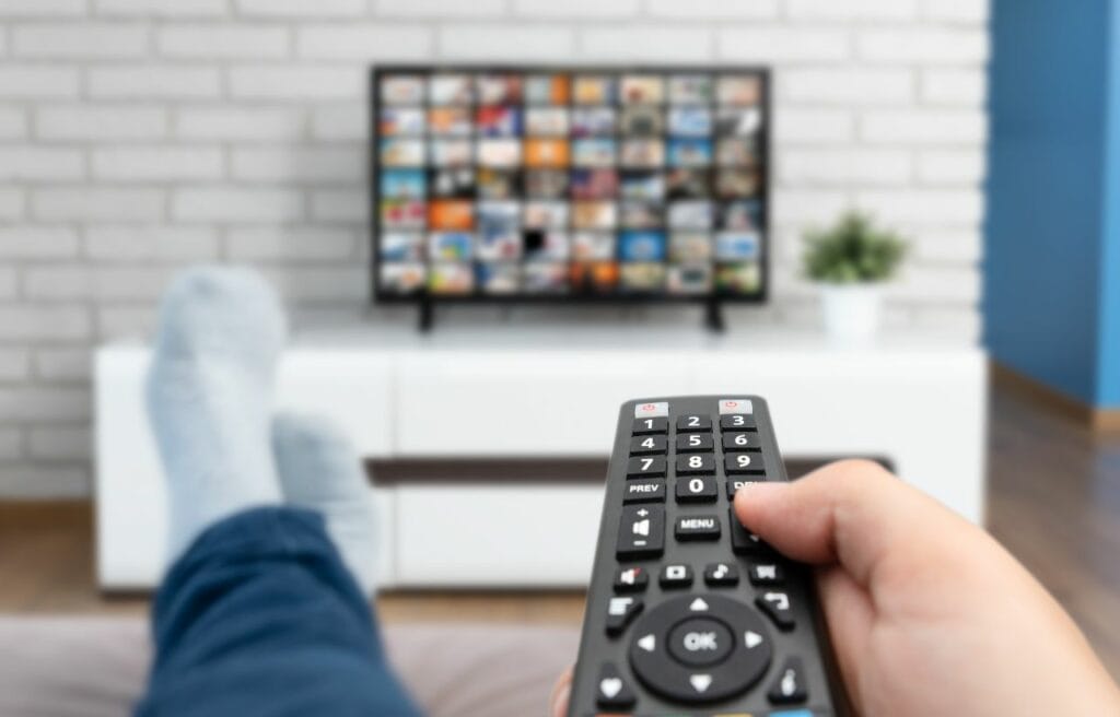 Pointing a remote control on a TV