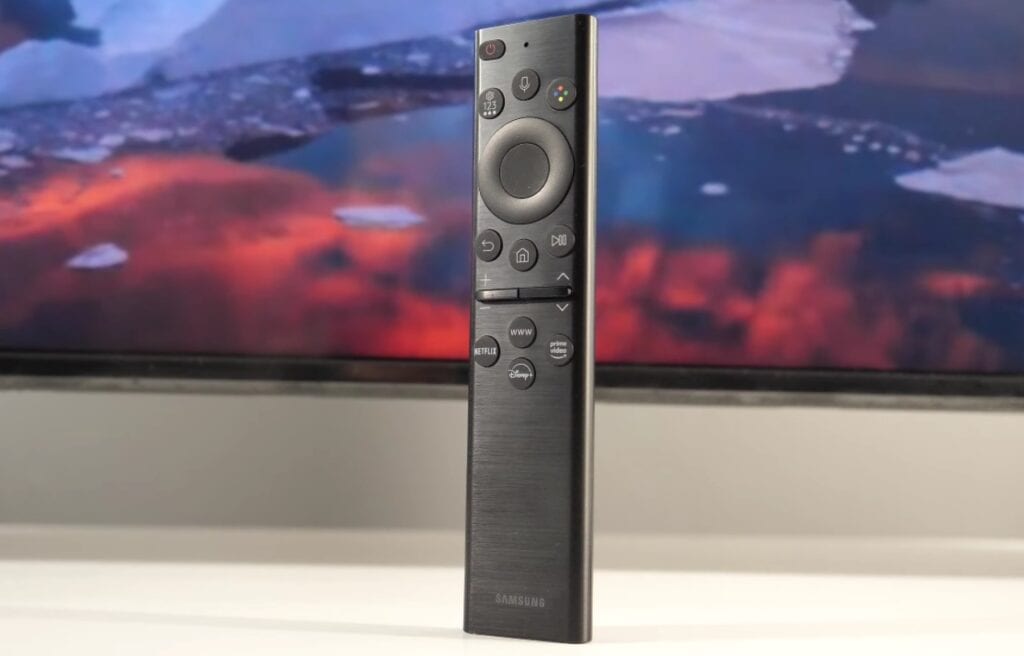 a Samsung smart remote on a table