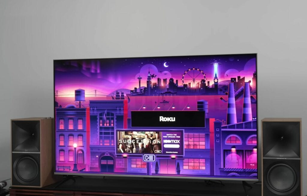 a Roku smart TV and speakers