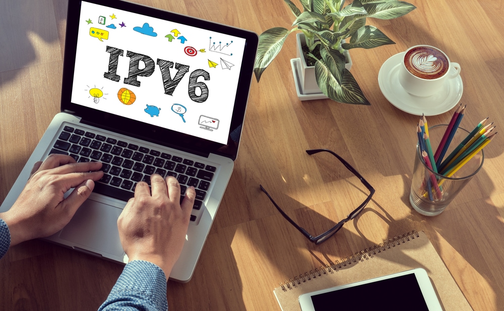 IPV6 Internet Protocol on a laptop screen